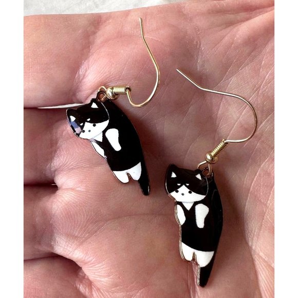 Cat Earrings New Black White Kitty Lover Dangle Hooks Christmas Birthday… - Picture 8 of 12